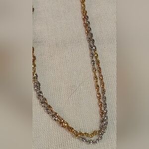 Tricolor 925 Sterling Silver Necklaces, Gold, Rose Gold, Silver,